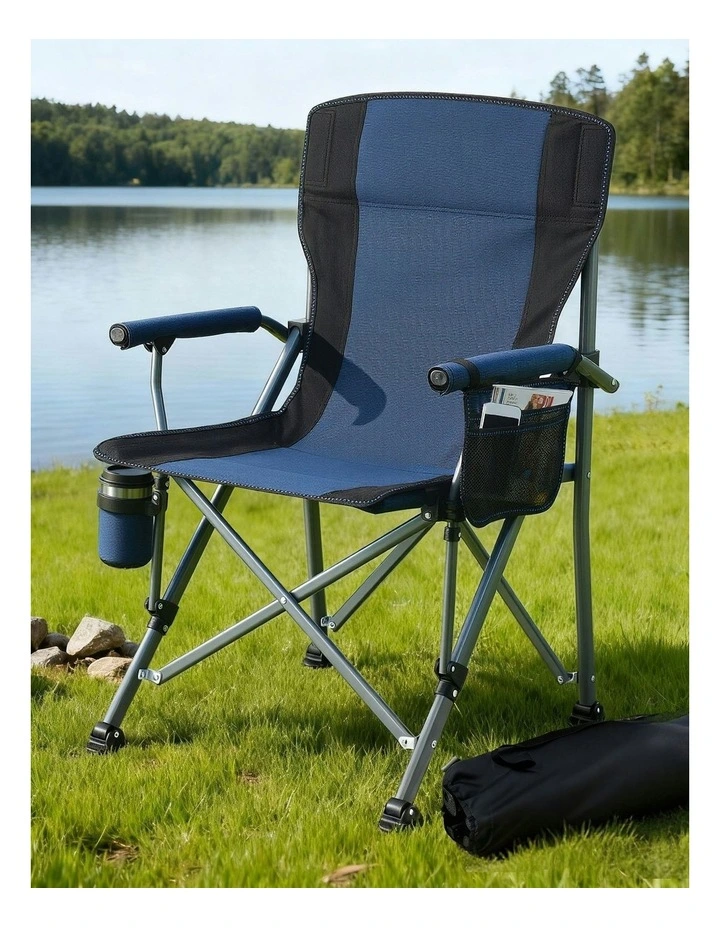 Outdoor Folding Portable Camping Chair in Navy Blue image 3