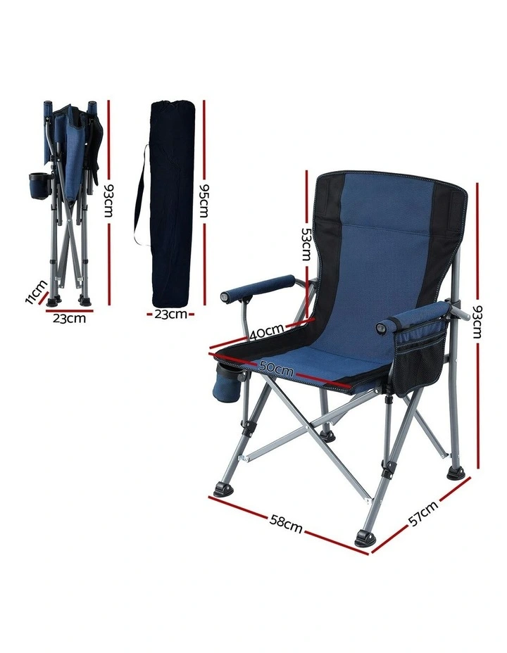 Outdoor Folding Portable Camping Chair in Navy Blue image 4