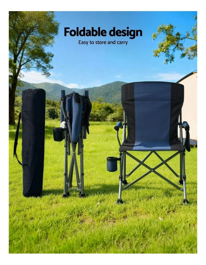 Outdoor Folding Portable Camping Chair in Navy Blue image 5