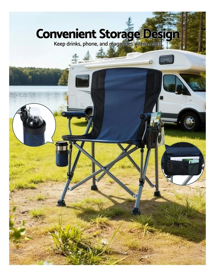 Outdoor Folding Portable Camping Chair in Navy Blue image 6