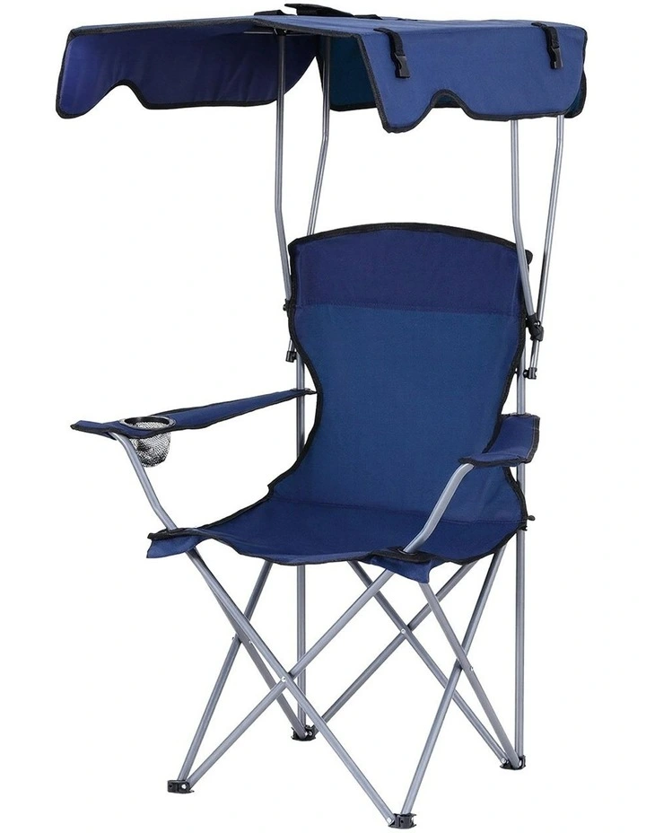 Outdoor Portable Seat Beach Picnic Fishing Camping Chair with Canopy Folding in Navy Blue image 1