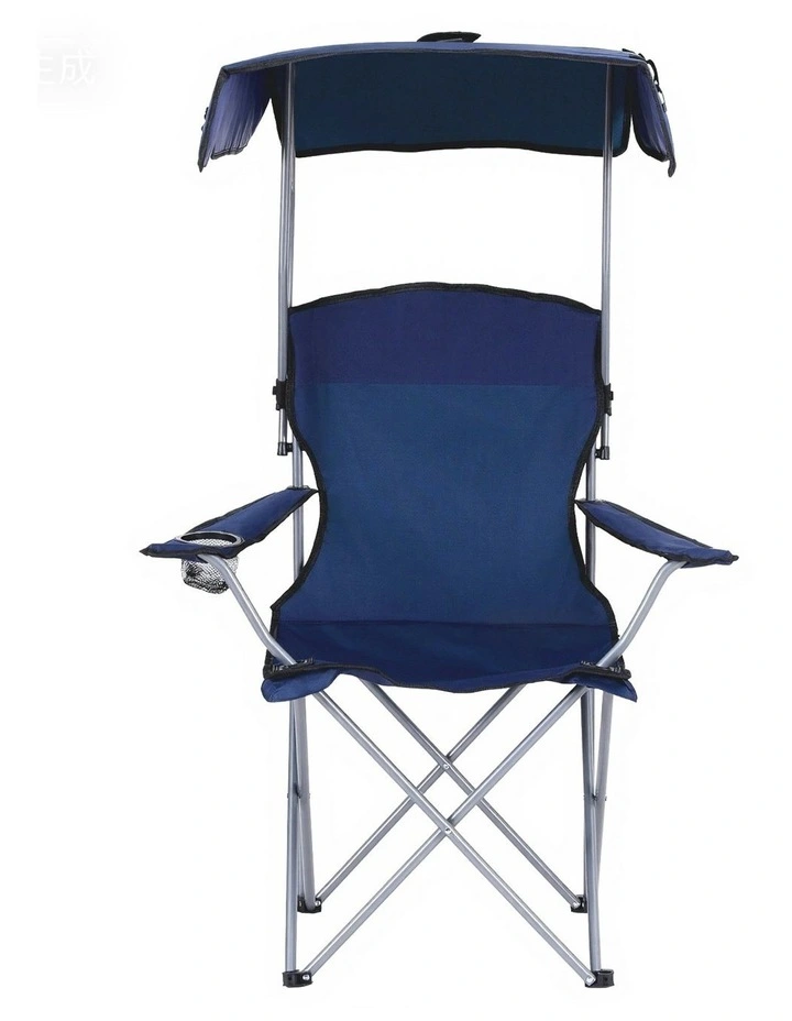 Outdoor Portable Seat Beach Picnic Fishing Camping Chair with Canopy Folding in Navy Blue image 2