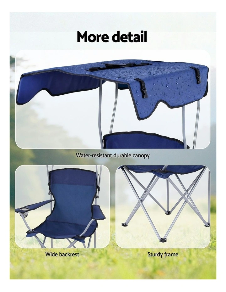 Outdoor Portable Seat Beach Picnic Fishing Camping Chair with Canopy Folding in Navy Blue image 7