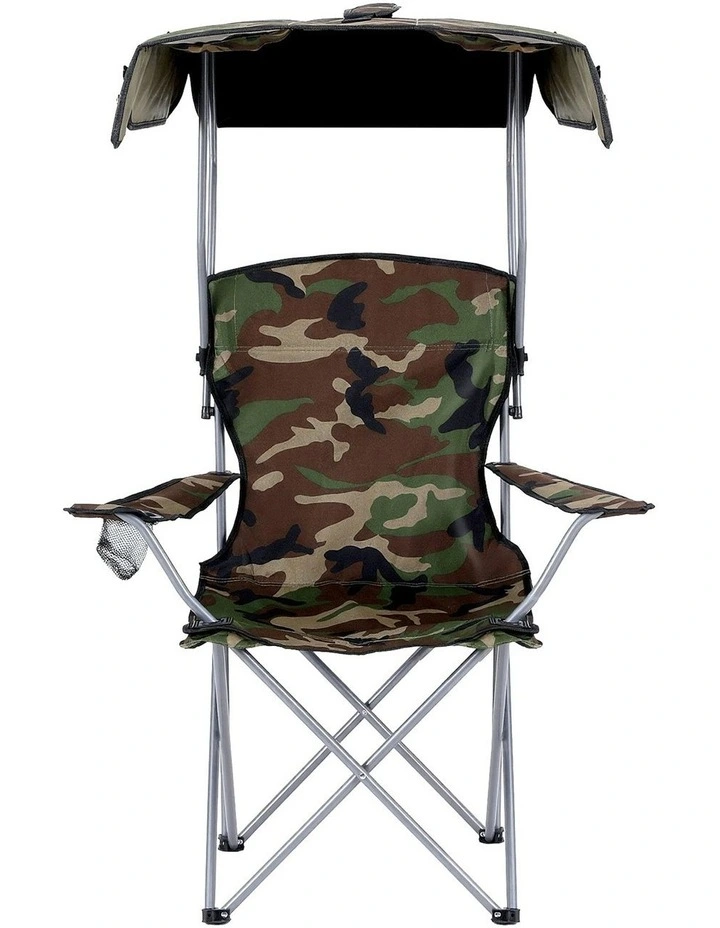 Outdoor Portable Seat Beach Picnic Fishing Camping Chair with Canopy Folding in Army Green image 2