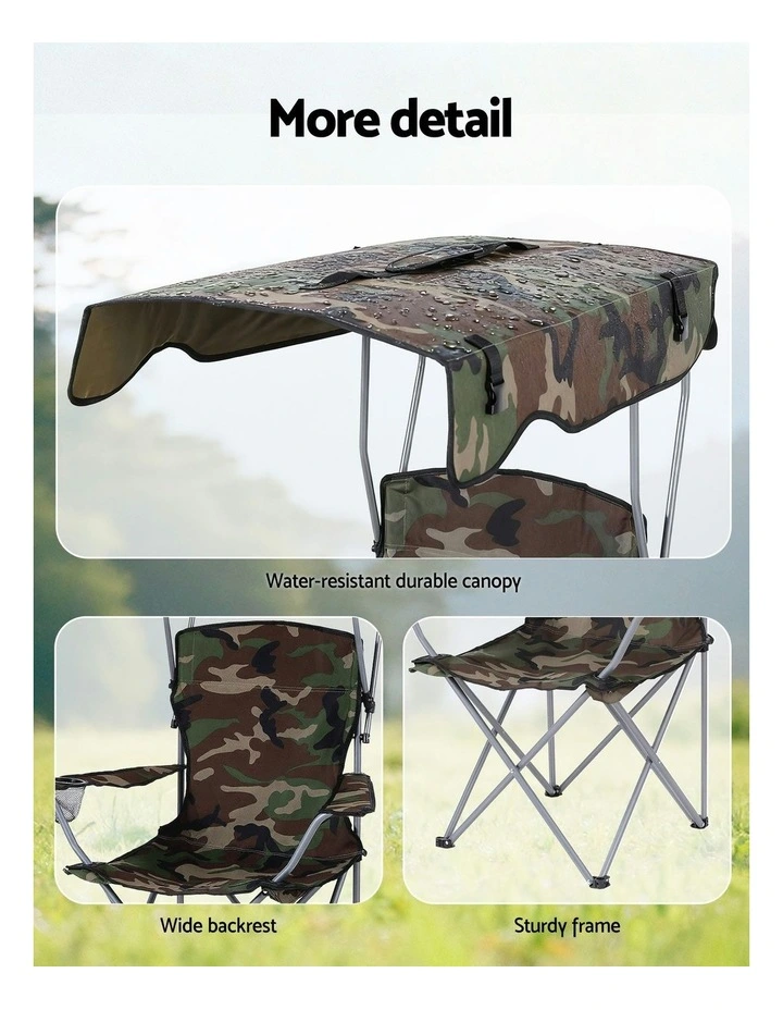 Outdoor Portable Seat Beach Picnic Fishing Camping Chair with Canopy Folding in Army Green image 7
