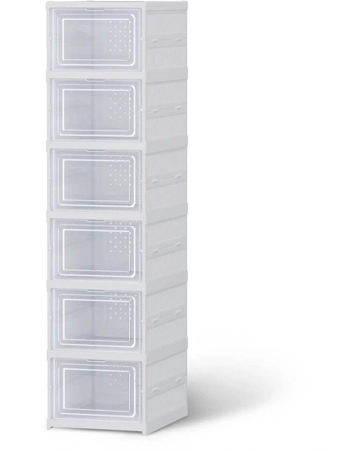 Foldable Shoe Rack 6 Tier in White image 1