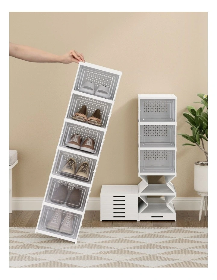 Foldable Shoe Rack 6 Tier in White image 5