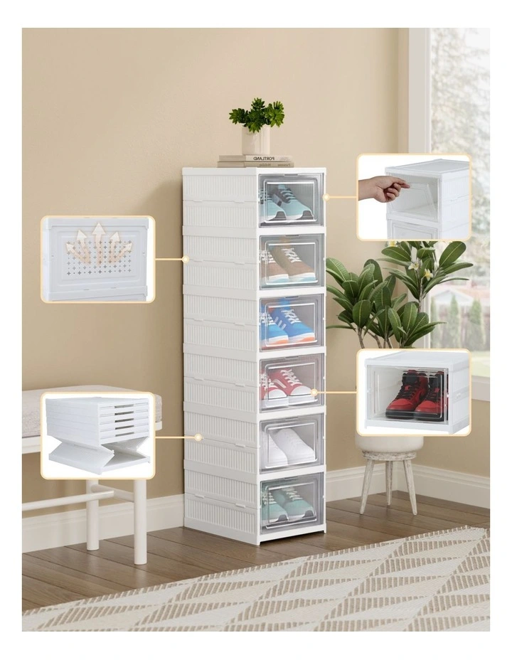Foldable Shoe Rack 6 Tier in White image 6