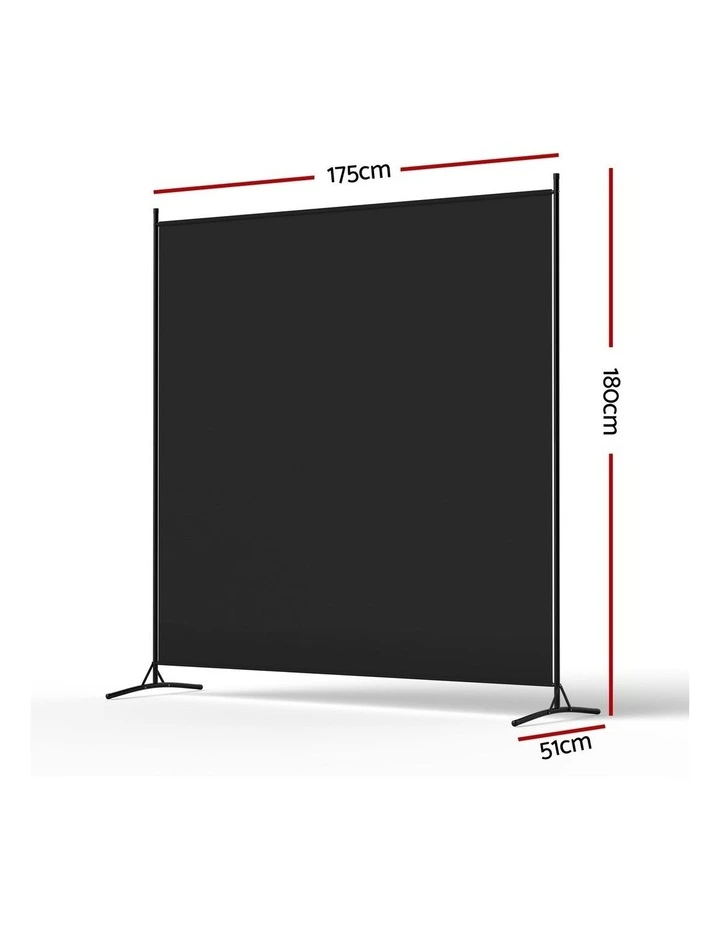 Room Divider Screen 175x180cm in Fabric Black image 3