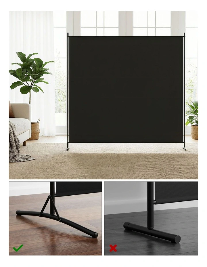 Room Divider Screen 175x180cm in Fabric Black image 5