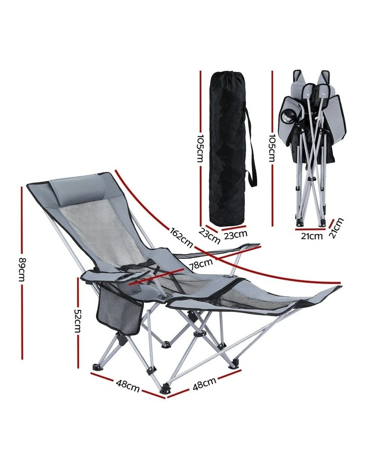 Outdoor Reclining Adjustable Portable Folding Chair in Grey image 4