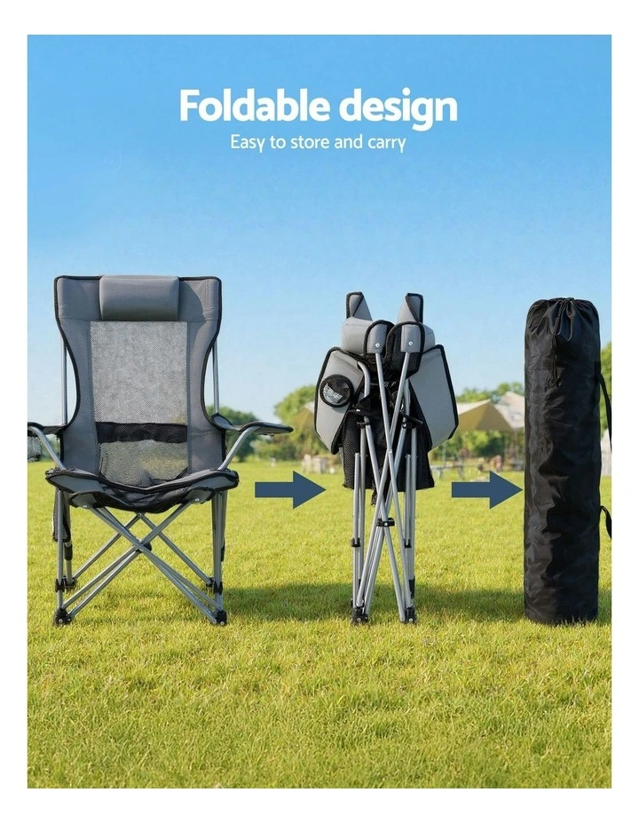 Outdoor Reclining Adjustable Portable Folding Chair in Grey image 5