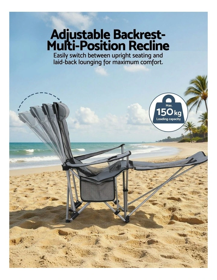 Outdoor Reclining Adjustable Portable Folding Chair in Grey image 6