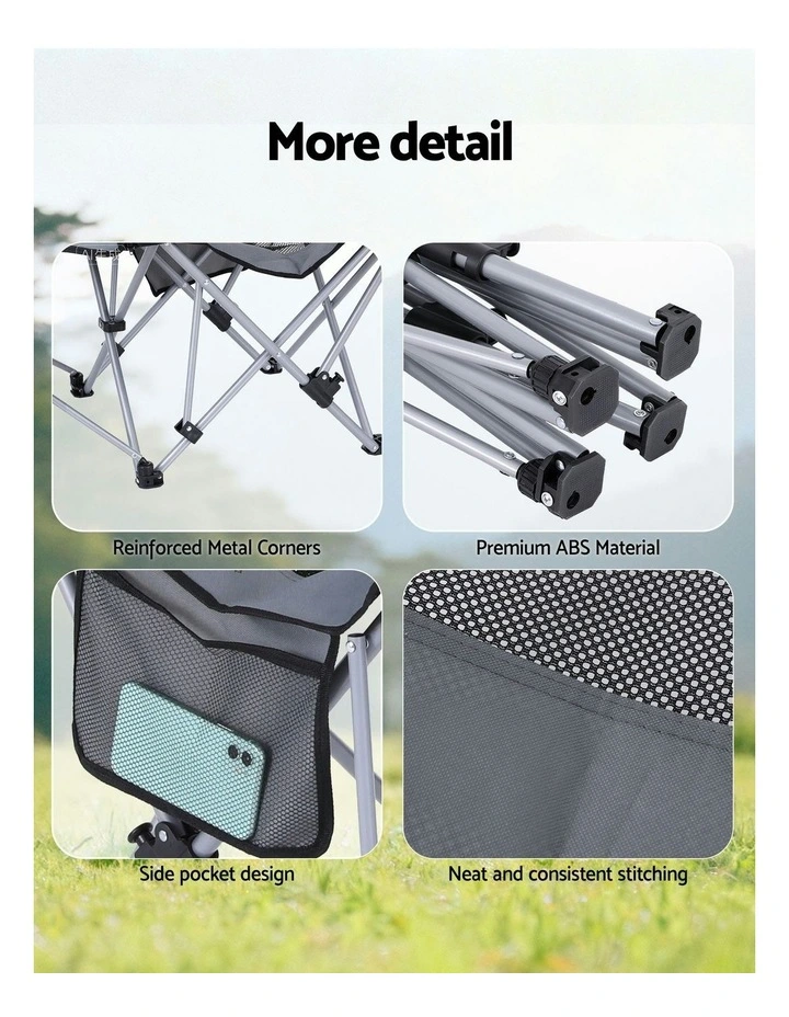 Outdoor Reclining Adjustable Portable Folding Chair in Grey image 7