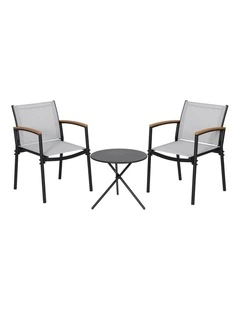 Outdoor Bistro Table And Steel Dining Chairs Set 3 Pieces in Multi