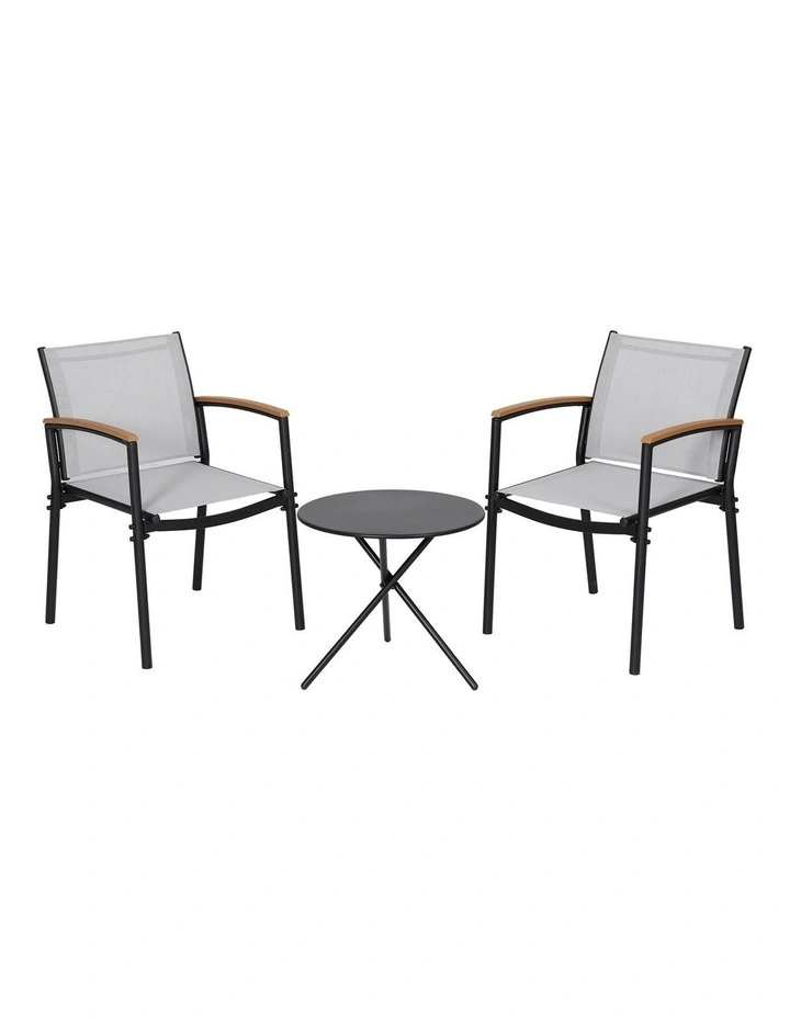 Outdoor Bistro Table And Steel Dining Chairs Set 3 Pieces in Multi image 1