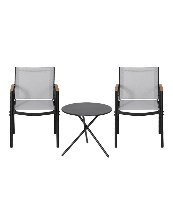 Outdoor Bistro Table And Steel Dining Chairs Set 3 Pieces in Multi image 2