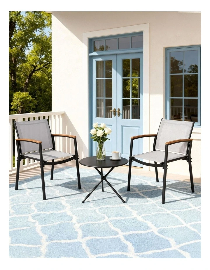Outdoor Bistro Table And Steel Dining Chairs Set 3 Pieces in Multi image 3