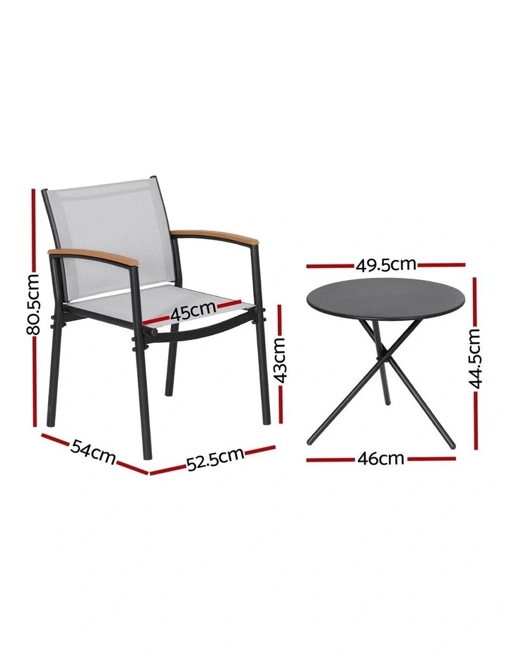 Outdoor Bistro Table And Steel Dining Chairs Set 3 Pieces in Multi image 4