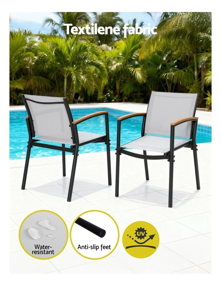 Outdoor Bistro Table And Steel Dining Chairs Set 3 Pieces in Multi image 6