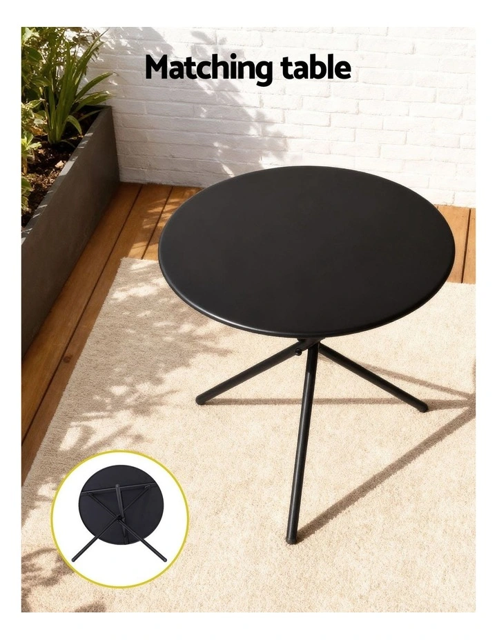 Outdoor Bistro Table And Steel Dining Chairs Set 3 Pieces in Multi image 7