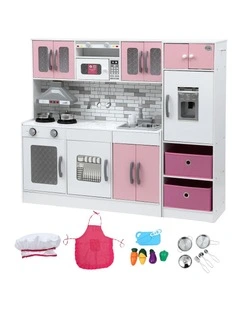 Wooden Pretend Kitchen Playset 2-Piece 100cm in Pink