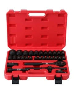 Workshop Repair Cr-V Steel 8 C32mm Drive Socket Set 1/2 30 Pieces in Multi