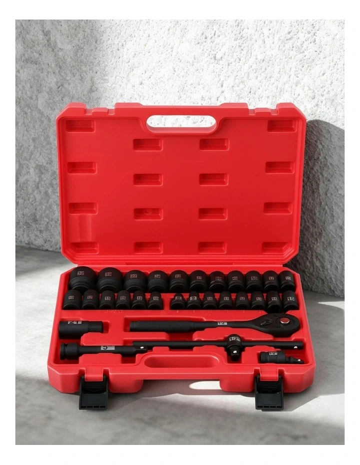 Workshop Repair Cr-V Steel 8 C32mm Drive Socket Set 1/2 30 Pieces in Multi image 3