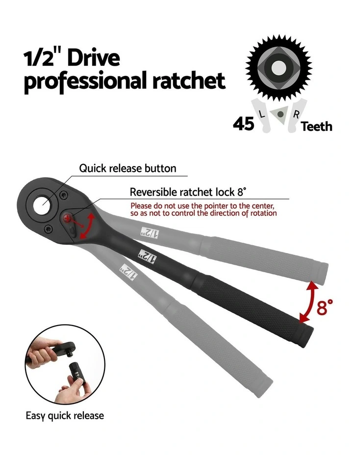 Workshop Repair Cr-V Steel 8 C32mm Drive Socket Set 1/2 30 Pieces in Multi image 5
