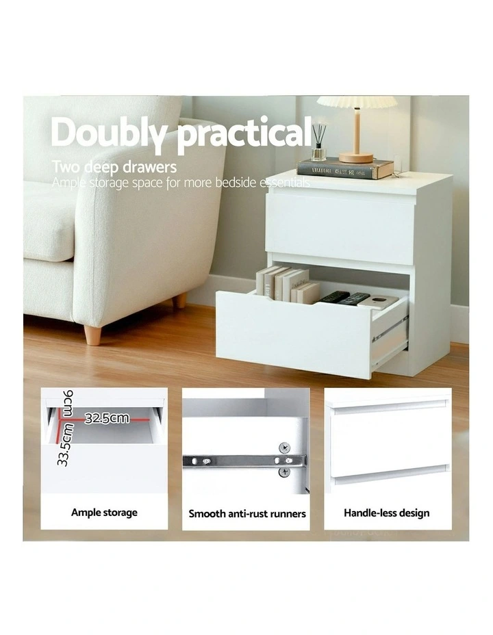 King Single Bed Frame And Bedside Table in White image 7