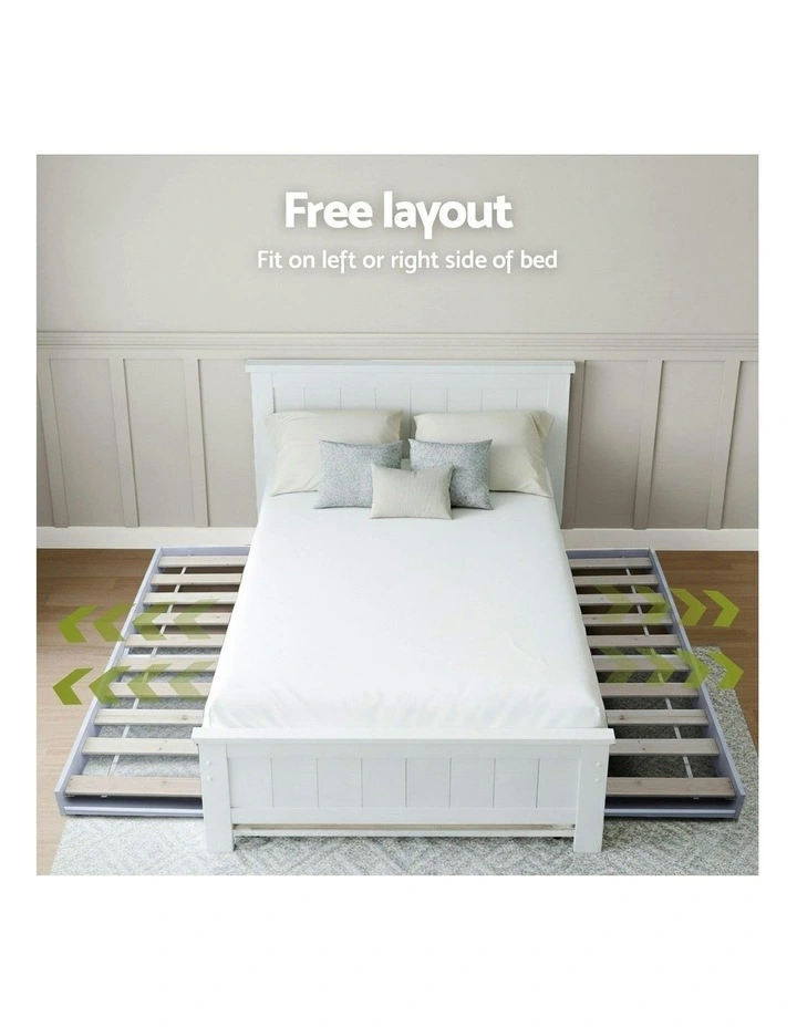 King Single Bed Frame And Bookshelf in White image 5