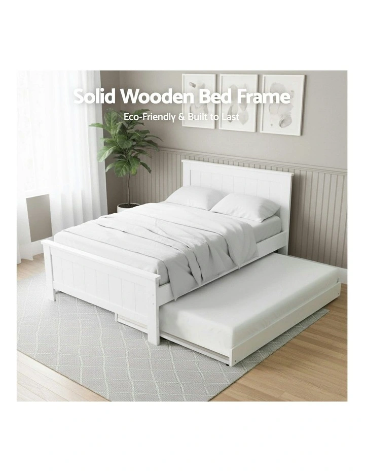 King Single Bed Frame And Bookshelf in White image 6