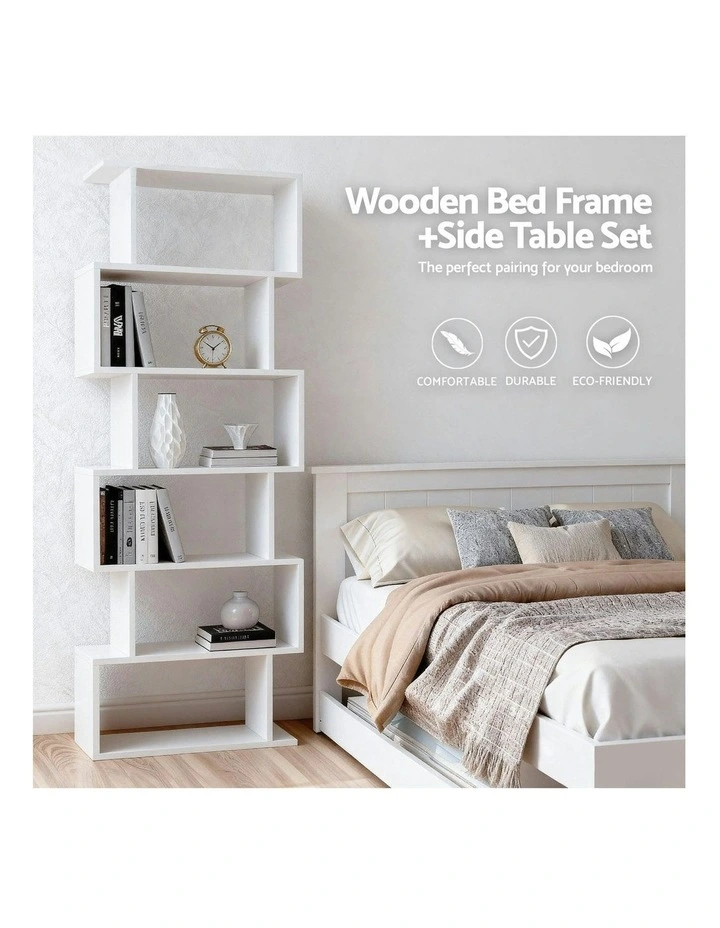 King Single Bed Frame And Bookshelf in White image 7