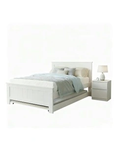 Bed Frame King Single And Bedside Table in White