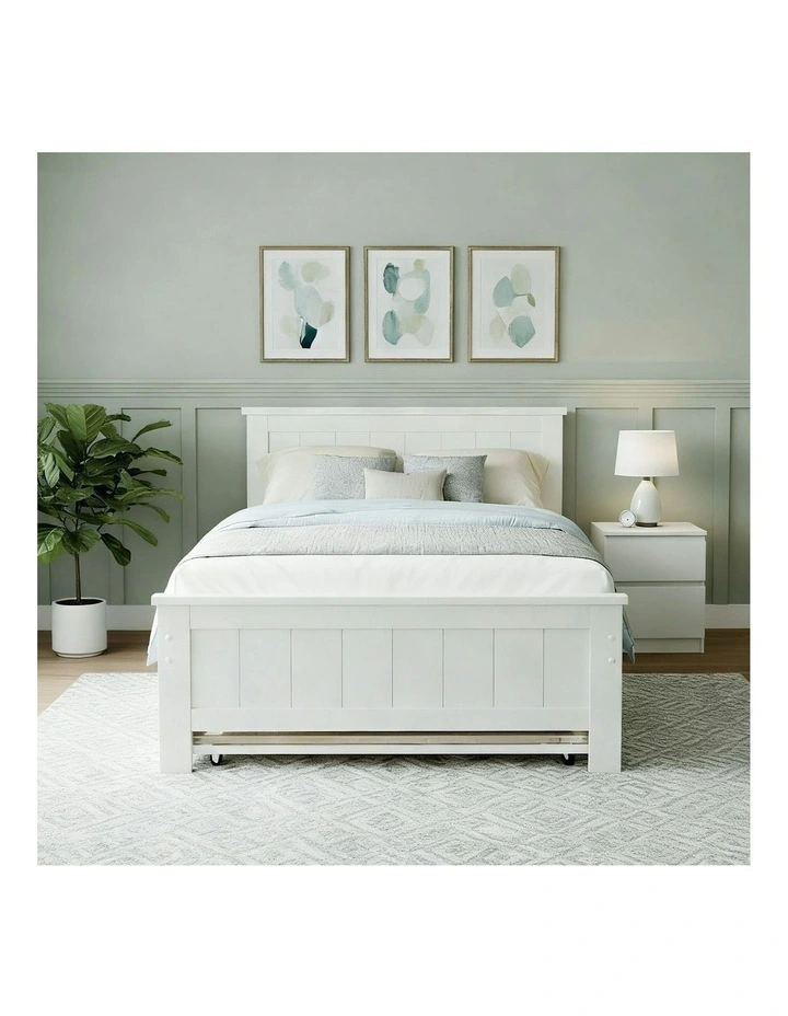 Bed Frame King Single And Bedside Table in White image 4