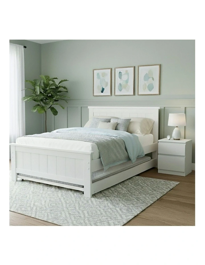 Bed Frame King Single And Bedside Table in White image 5