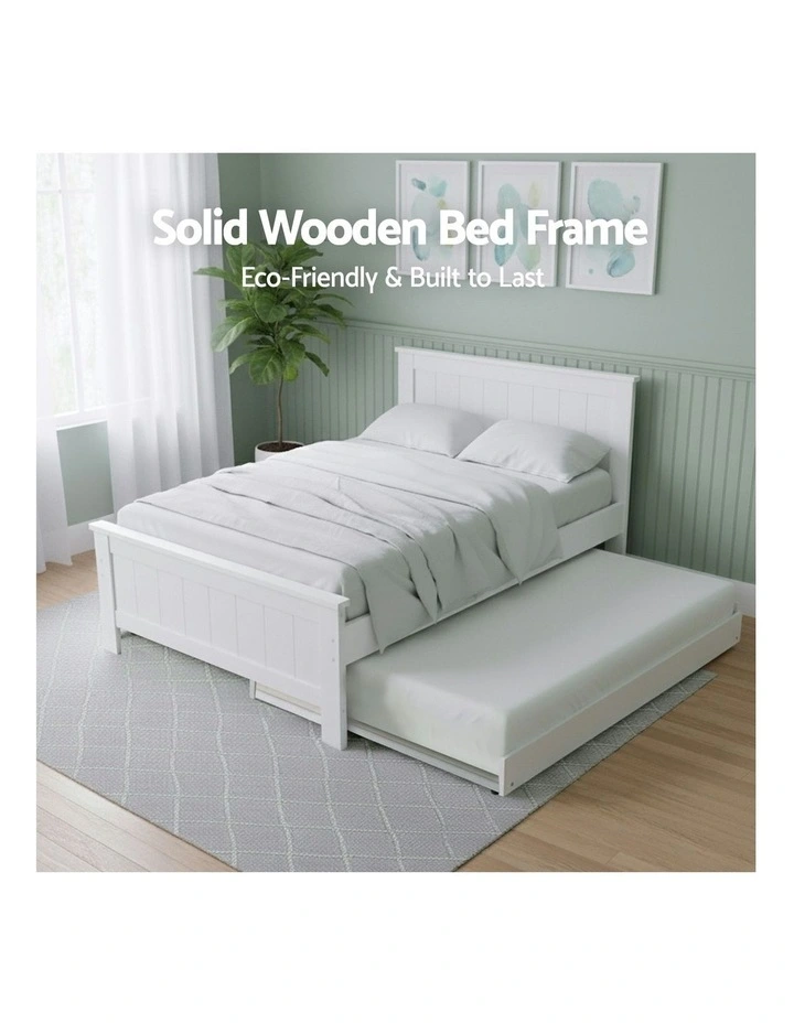 Bed Frame King Single And Bedside Table in White image 6