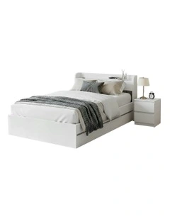 Single Bed Frame And Bedside Table in White