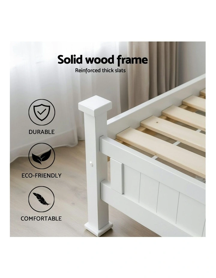 King Single Bed Frame And Bedside Table in White image 5