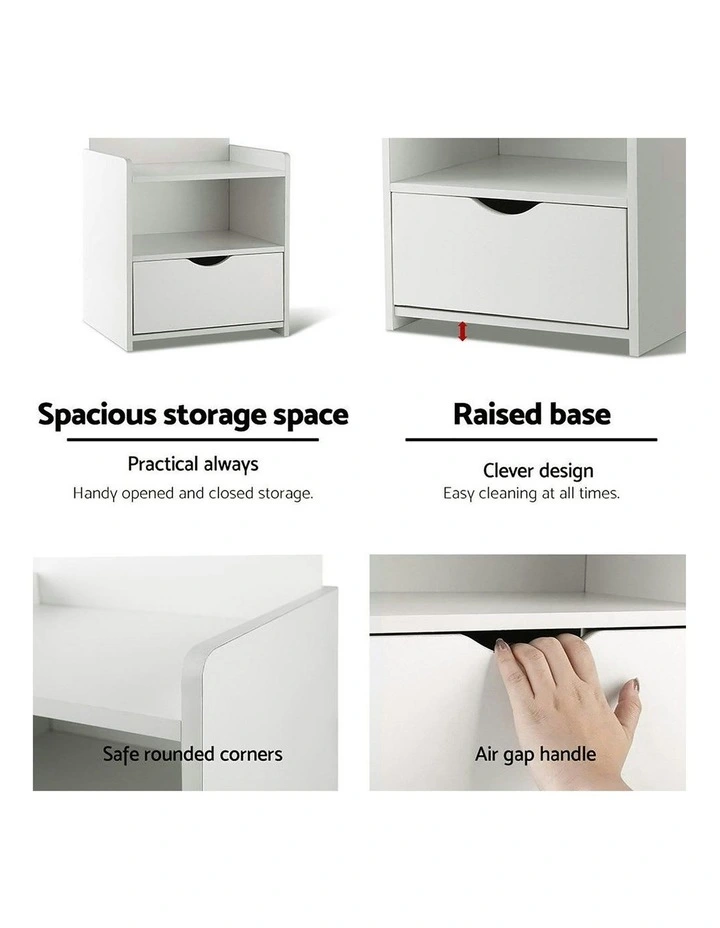 King Single Bed Frame And Bedside Table in White image 7