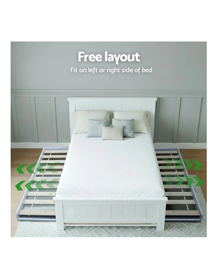 King Single Bed Frame And Bedside Table in White image 5