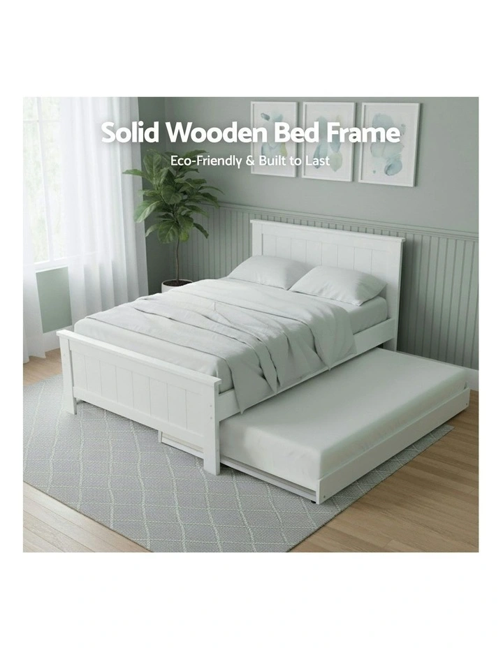 King Single Bed Frame And Bedside Table in White image 6