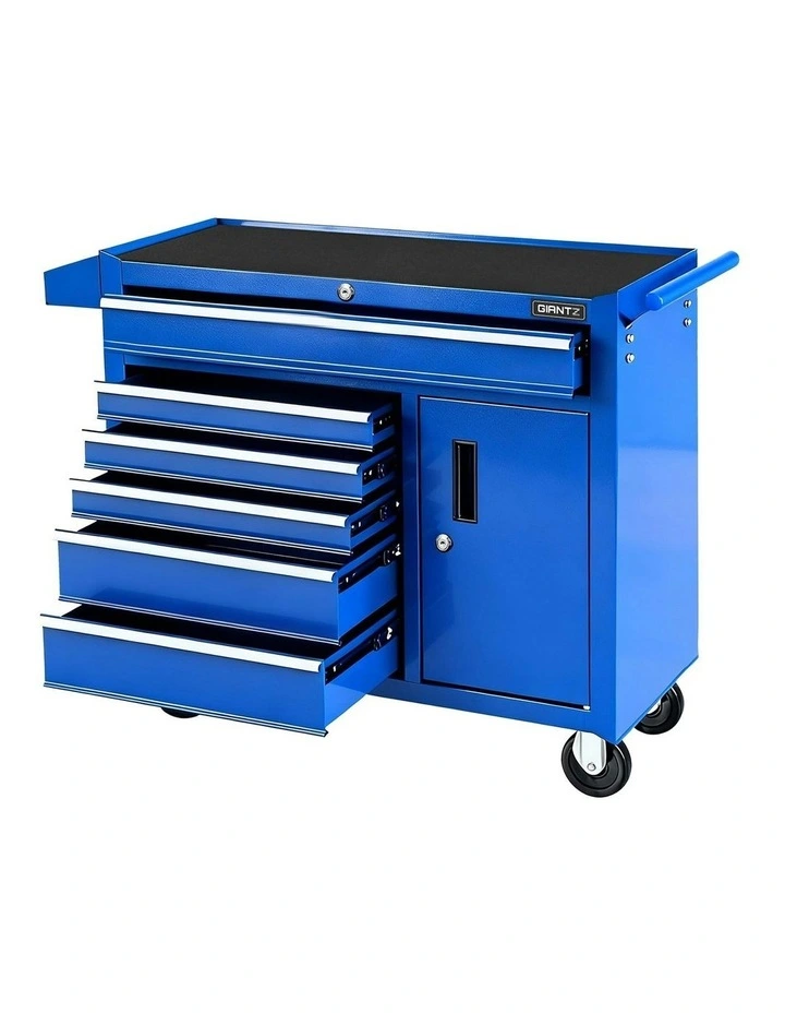 Trolley Cabinet Cart 6 Drawer Toolbox Storage Organiser in Blue image 1