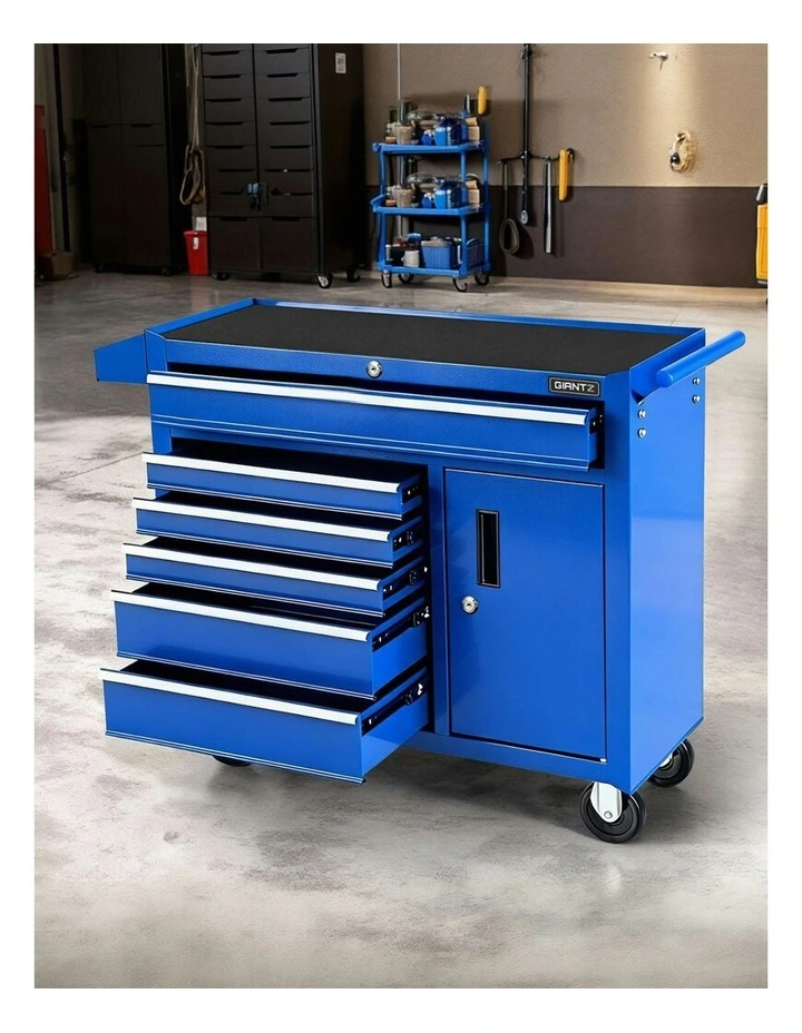Trolley Cabinet Cart 6 Drawer Toolbox Storage Organiser in Blue image 3