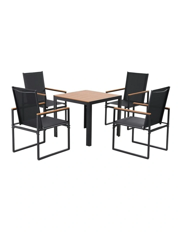 Outdoor Dining Set 5 Piece in Black image 2