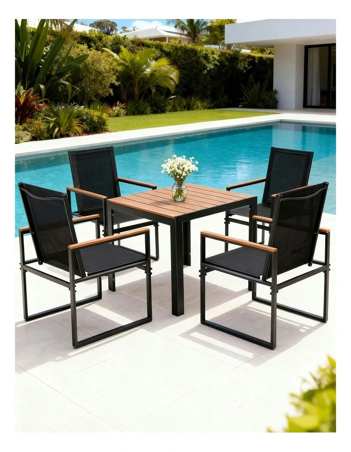 Outdoor Dining Set 5 Piece in Black image 3