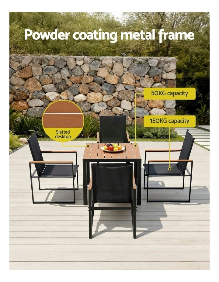 Outdoor Dining Set 5 Piece in Black image 5