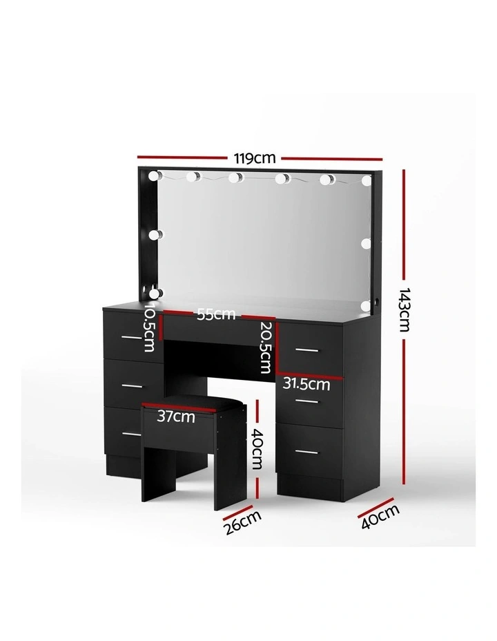 Dressing Table Vanity Desk Set in Black image 4