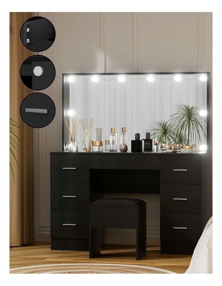 Dressing Table Vanity Desk Set in Black image 7