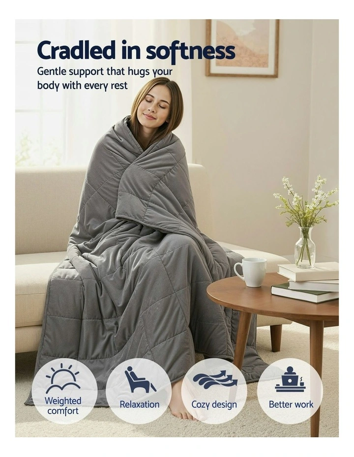 Anti Anxiety Gravity Sherpa Fleece Weighted Blanket in Grey image 5